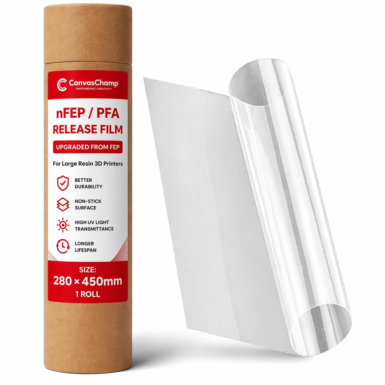 CanvasChamp PFA (nFEP) Release Film 280 x 450mm for Resin 3D Printers, Fits Sonic Mega 8K, M3 Max, HALOT Mage Pro, Durable Non-Stick FEP Upgrade-image-5
