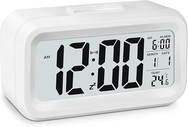 Mkitnvy Cyfrowy budzik, nietykający, ze wskaźnikiem temperatury, wyświetlacz LED, sterowanie światłem, funkcja drzemki, dla dzieci i dorosłych, do sypialni, biura domowego