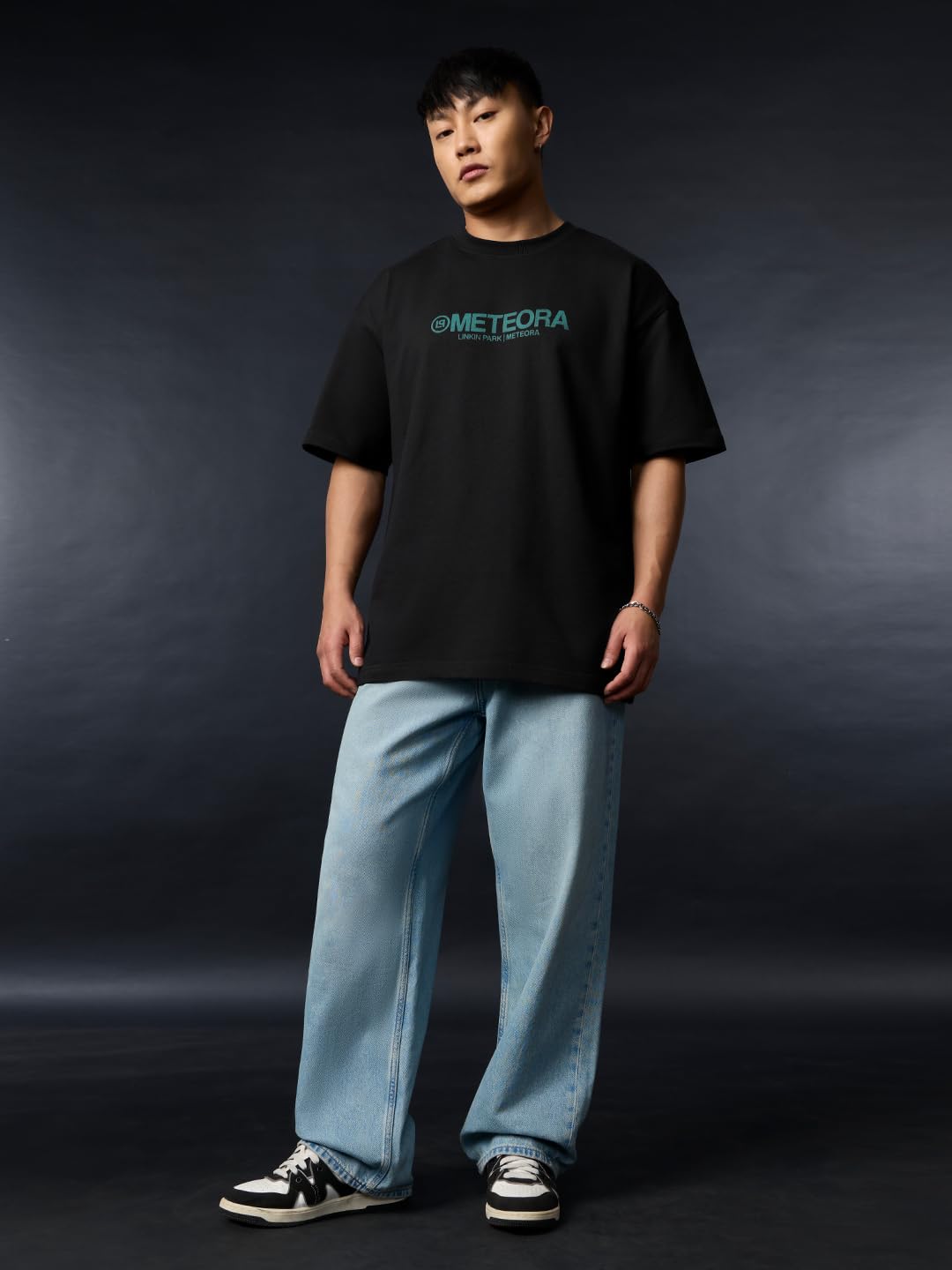 The Souled Store Linkin Park: modisches T-Shirt, übergroß, kurzärmelig, Rundhalsausschnitt, Grafikdruck, lässig, leicht, schulterfrei, modisches T-Shirt