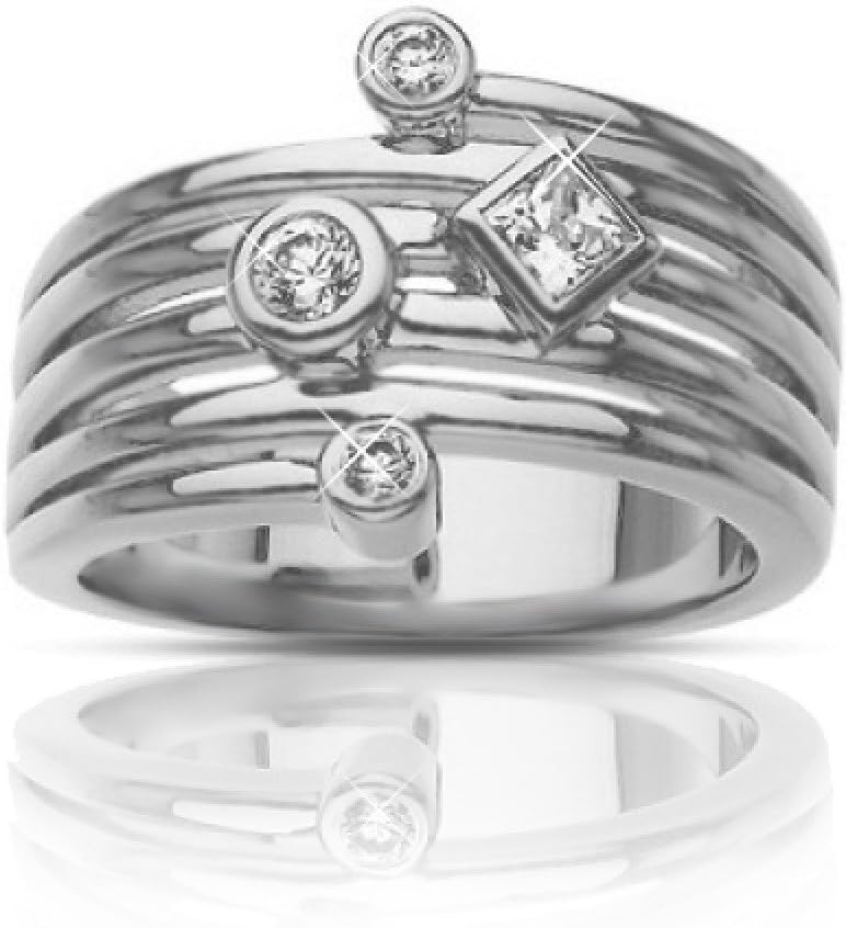 0.50 ct Ladies Round and Princess Cut Diamond Anniversary Ring in 18 kt White Gold