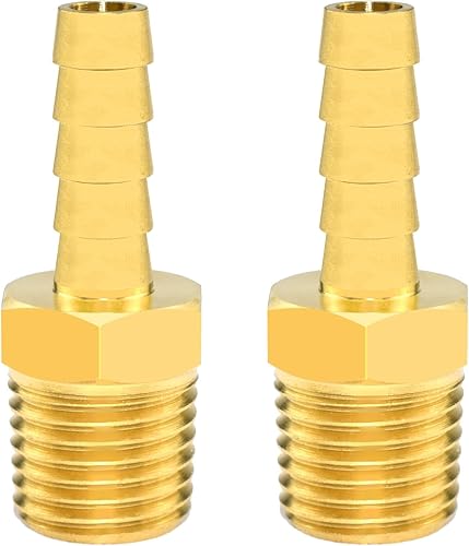 Miniatura 7 de SDTC Tech Paquete de 2 accesorios de púas de manguera de latón de 14 pulgadas de púa x 14 pulgadas NPT macho adaptador de accesorios de tubería