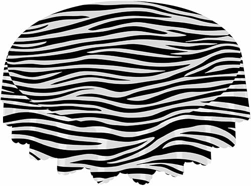 IBILIU Mantel redondo con estampado de cebra, diseño de piel de animal a rayas blancas y negras, mantel redondo para decoración de cocina, comedor,