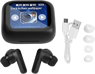 Wireless Earbuds, Bluetooth 5.4 Headphones with Full Color LCD Display, Bluetooth Ear Buds Lossless Hifi Surround Sound, Comfort and Lightweight Design (Black)