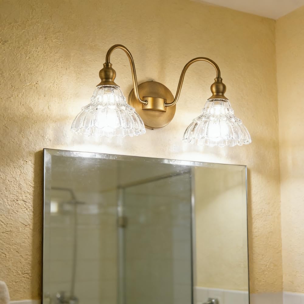 XINYASEE Aplique Pared Cristal Interior, G9 Lámpara Cuarto de baño de Pared Decorativos, Lámpara Iluminación de Lujo para Sala de Estar, Dormitorio, Hotel (Oro, Doble cabeza)