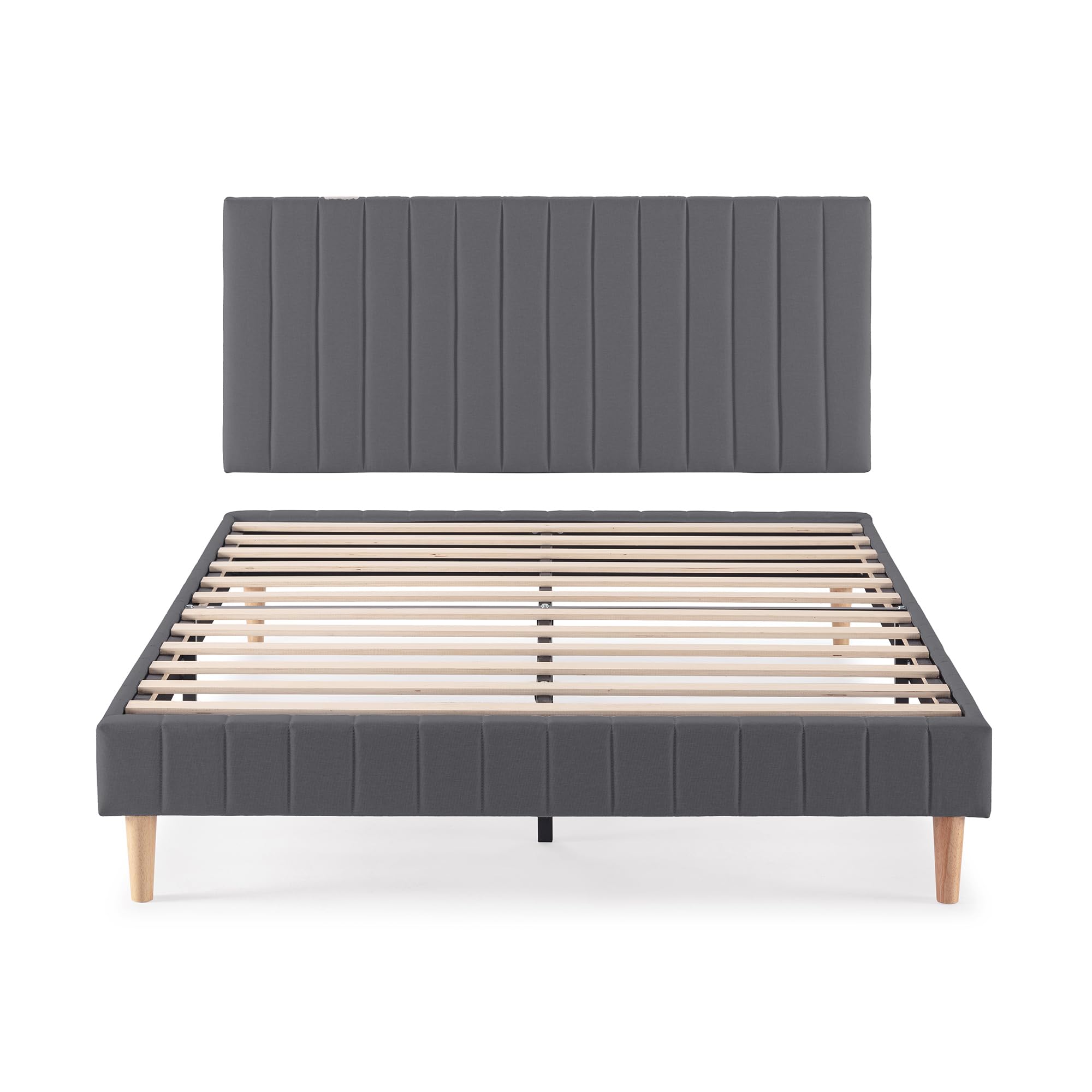 HOMN LIVING Base Imbottita + testiera Eris 160x200 cm Grigio Scuro, 30 cm Altezza