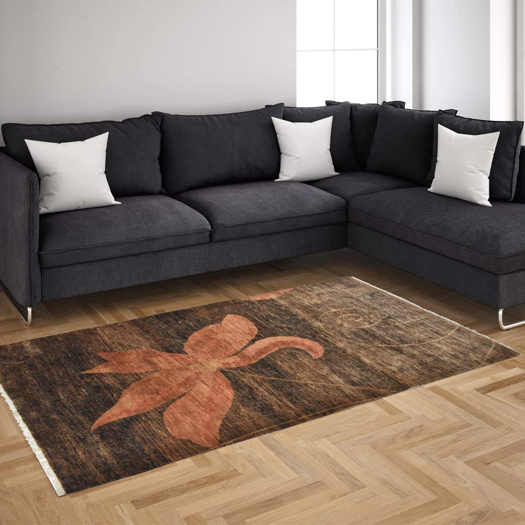 DECORDEC Aubusson Brown Rug Hand Knotted Persian Handmade Area Rug Made of 100% Wool.