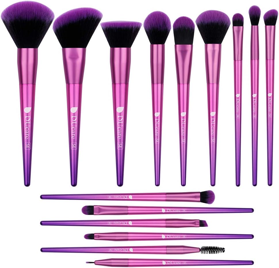 DUcare Makeup Brushes Set 15Pcs Professional Premium Synthetic Eyeshadow Contour Blending Foundation Powder Make Up Brushes Kit
