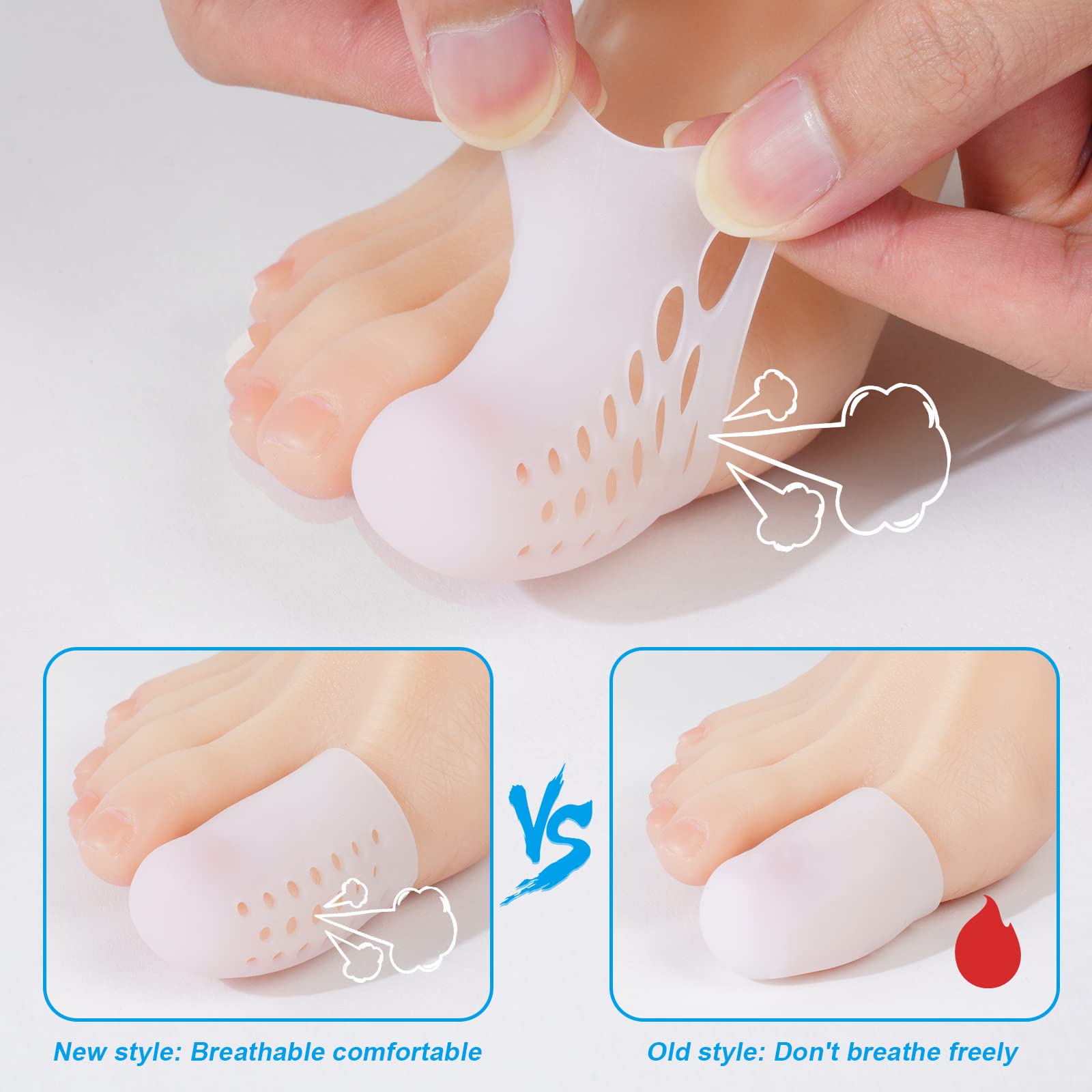 ACWOO Protector Dedos Pie Silicona, 12 Piezas Protector Dedo Gordo Pie, Protector De Dedos De Los Pies, Protector Dedos Pie Transpirable para Ampollas, Callos y Callosidades, 3 Tamaños (S, M, L)