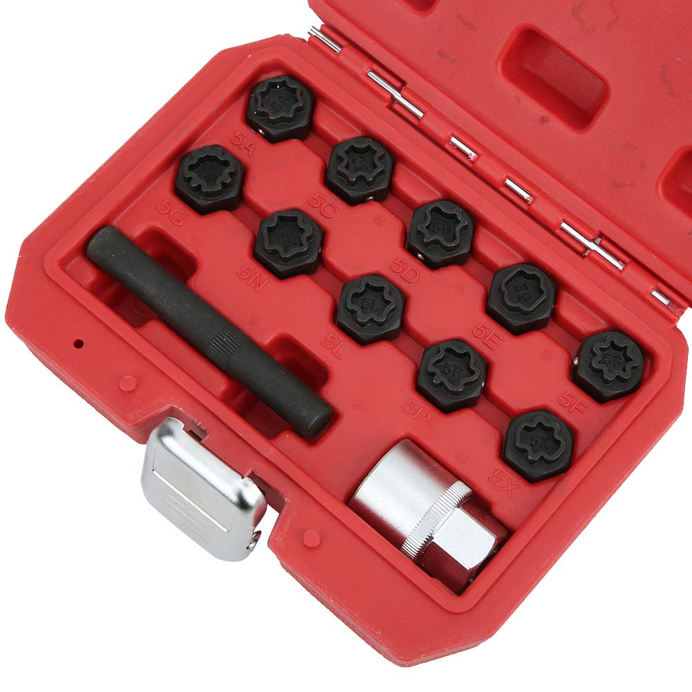 Yctze Douille d'écrou de roue, 12 pièces antivol verrouillage écrou de roue ensemble de douilles installateur de dissolvant outils de clé automobile outils de réparation de