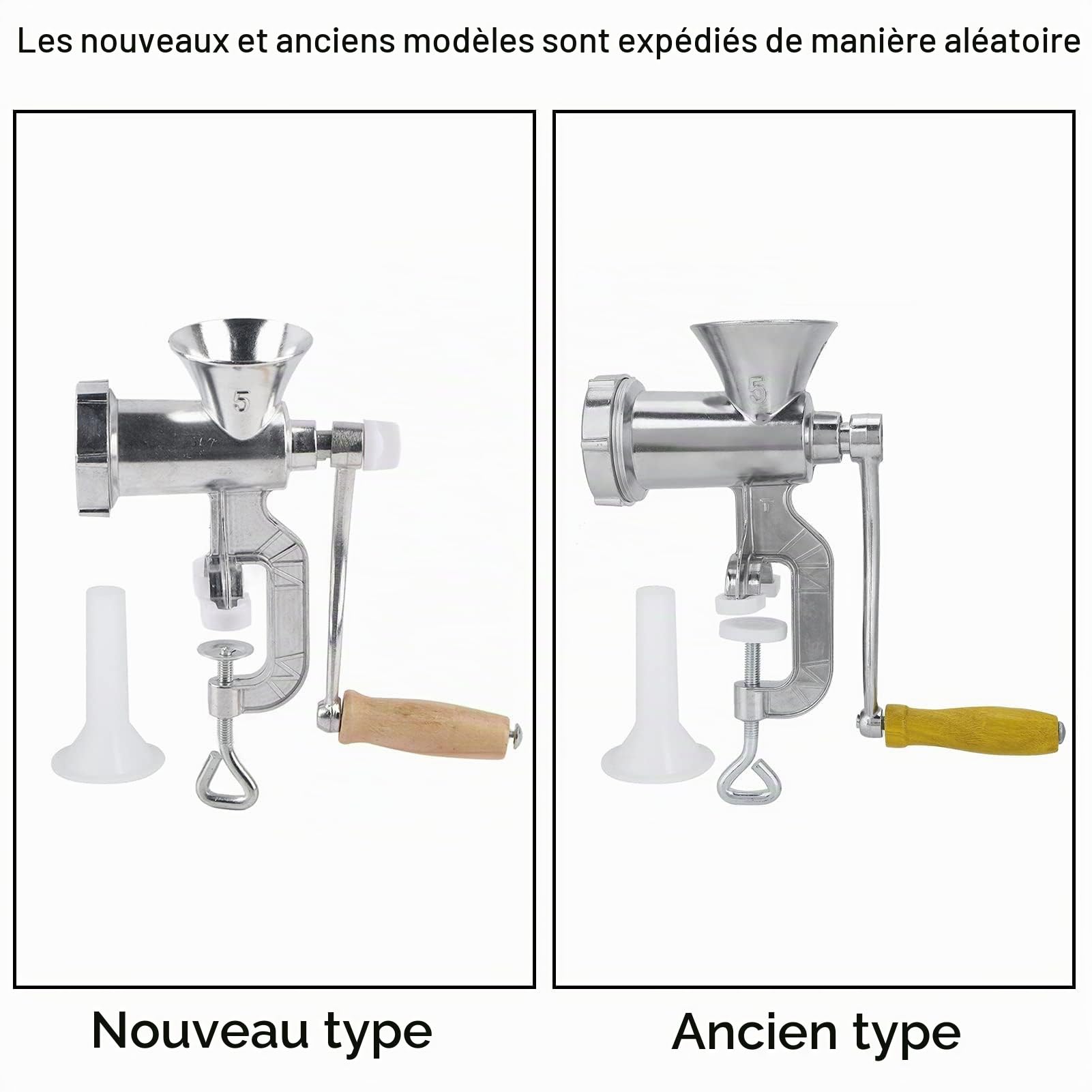 Hachoir à viande manuel en alliage d'aluminium robuste et durable hachoir à garnissage saucisse avec tube de farce poussoir hachoir à aliments pour viande saucisse et épices cuisine maison
