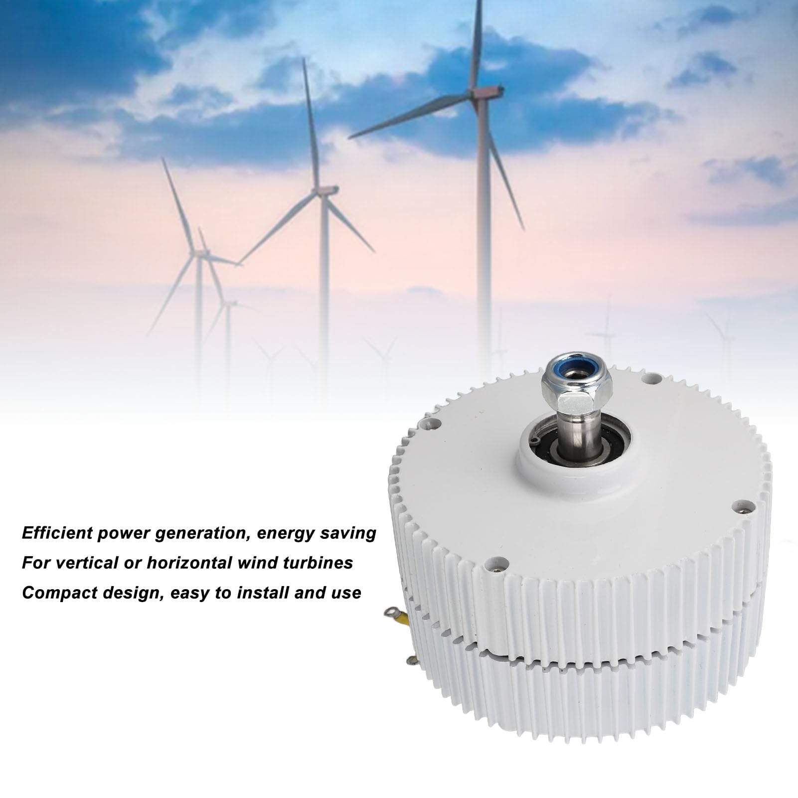 Cocoarm Generador de Doble Eje de 48 V, Generador Síncrono de Imán Permanente con Tecnología de CA Trifásica, Lubricación con Grasa, Construcción Compacta para Turbinas Eólicas Verticales u (300W)