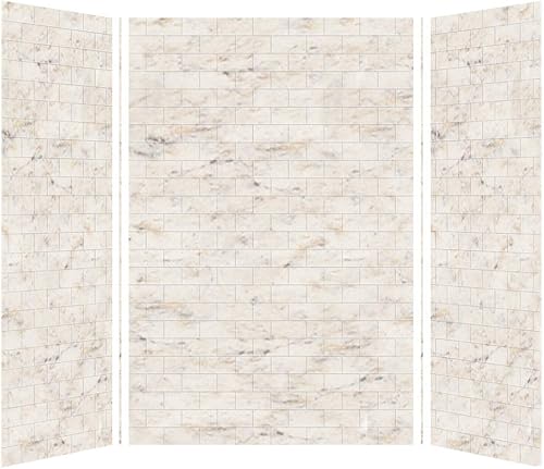 Transolid SWK603696-48 SaraMar - Kit de pared de ducha de 36 x 60 x 96 pulgadas, 3 piezas, mármol biscotti