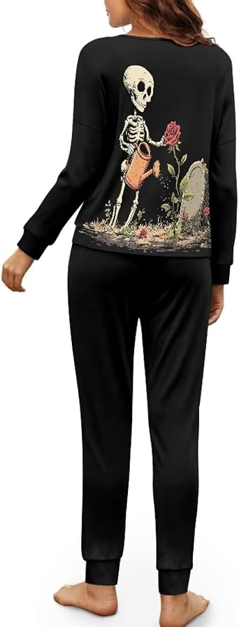 2 Piece Lounge Set Women Soft Pajama Set for Women Long Sleeve Pjs with Pockets Round Neck Ladies Sleepwear S-2XL