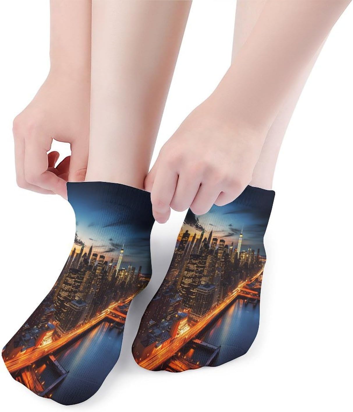 Women's Thin Elastic Socks Low-top Sports Invisible New York City Scenery Printed Ankle Socks 5 Pairs Suitable for Travel Commuting Outdoor