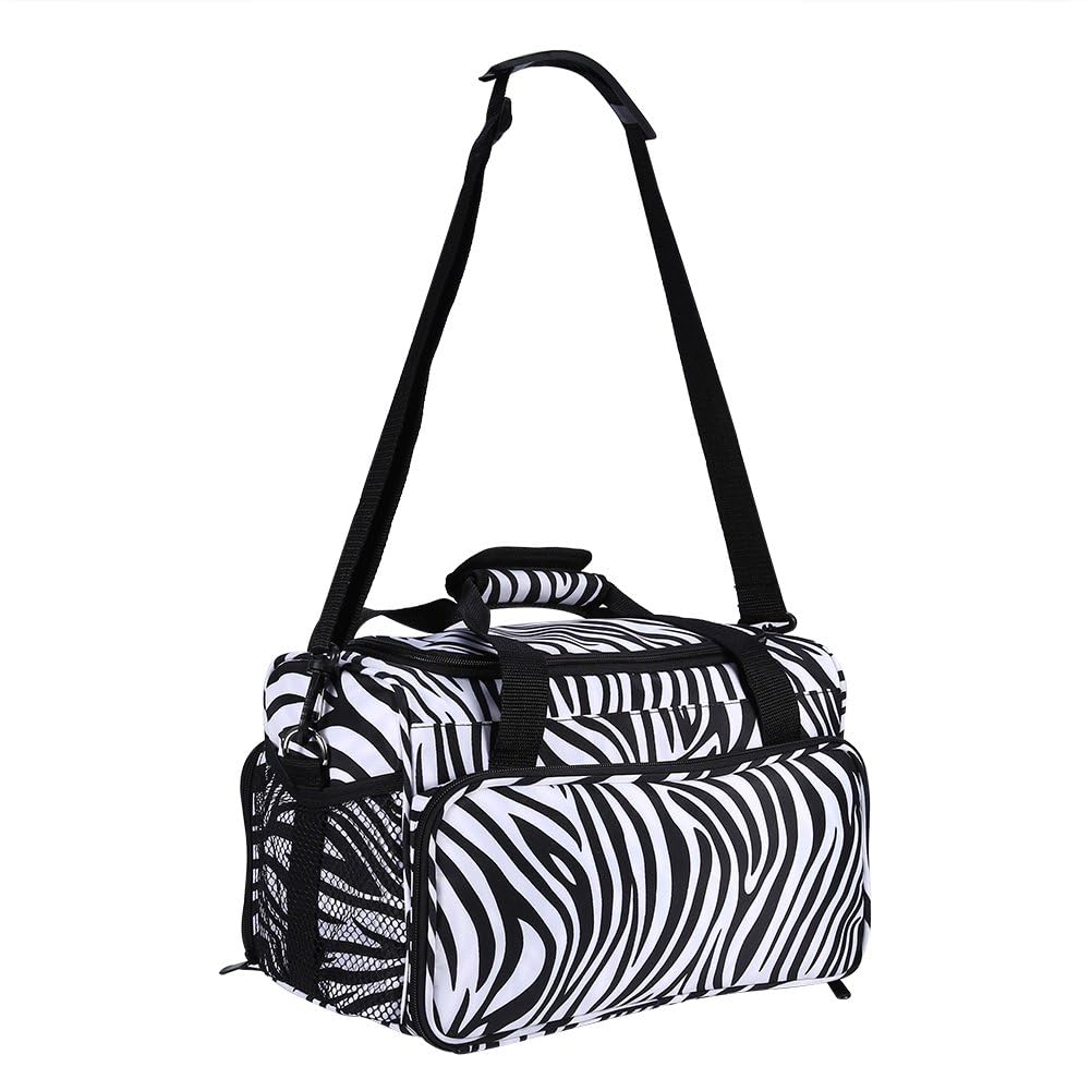 Profi Friseurtasche, Zebra Salon Werkzeugtasche Friseurtasche mit Schultergurt Zubehörtaschen Anpassbare Innenausstattung - ideal für Blow Dryers Haarglätter Lockenwickler Abteilklammern Haarbürste