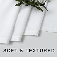 Vista 6 de Cortina de ducha blanca de tela, de lino lavable, estilo boho de granja, cortinas de ducha semi transparentes, textura de algodón sintético,