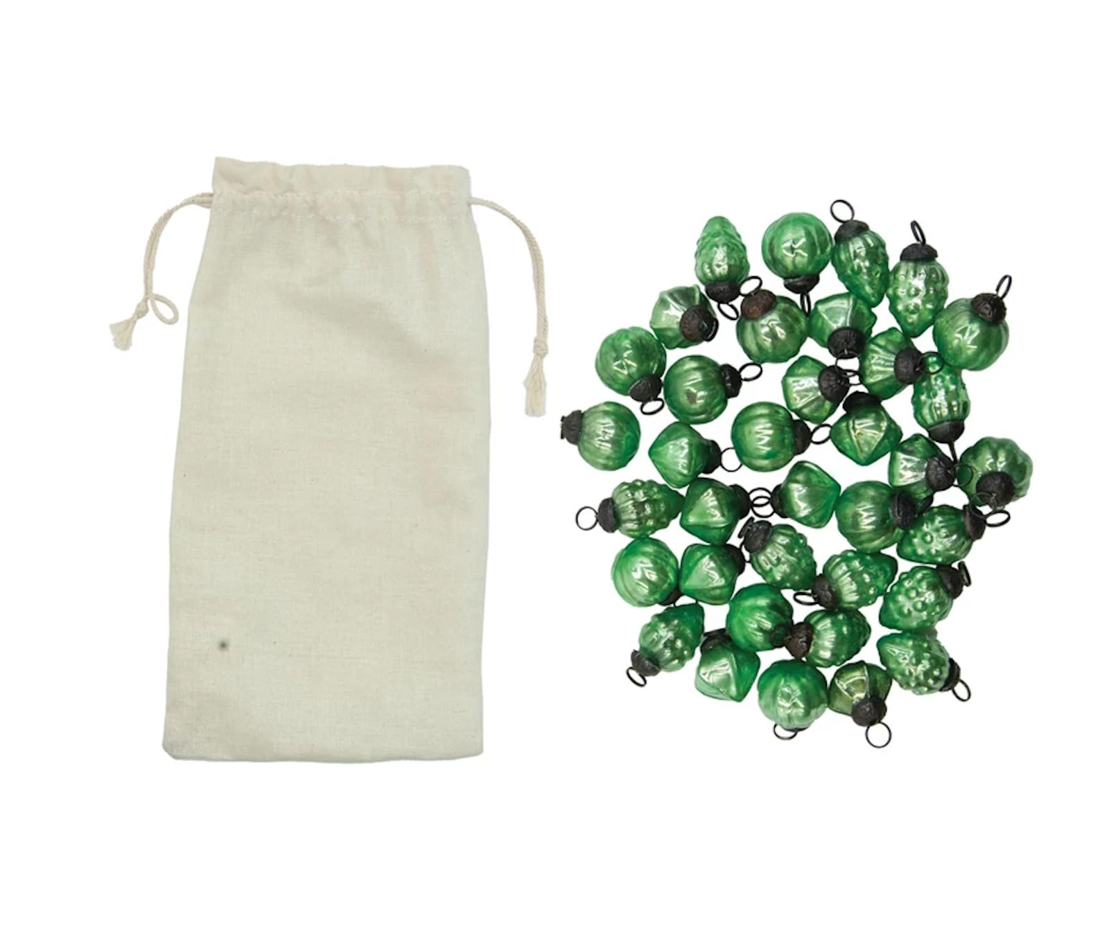 The Bridge Collection 1" Embossed Green Mercury Glass Ornaments - Set of 36 - Mini Bulb Christmas Ornaments