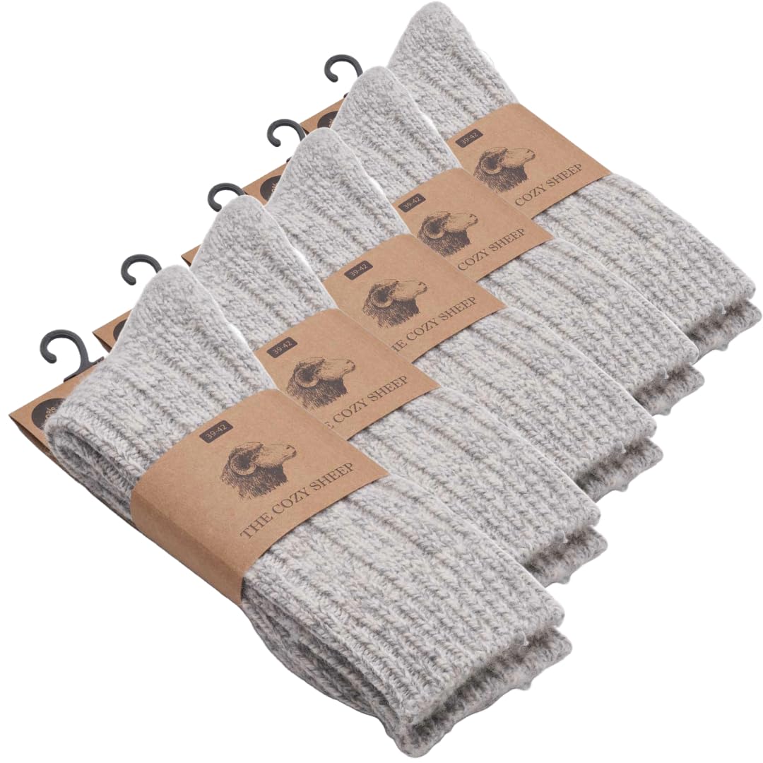 THE COZY SHEEP Wollsocken Herren und Damen | Bequeme Warme Strümpfe | Dicke Kuschelsocken für kalte Füße | Norweger Socken aus Wolle | Langlebige Schafwollsocken