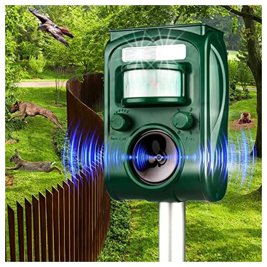 Solar Ultrasonic Animal Repeller - Motion Detection LED Flashlight and Ultrasonic Sound Squirrel Repellent, Outdoor Waterproof Cat Repellent, Repel Raccoon, Deer, Skunk, Rat, Rabbit, Dog, Fox, etc.