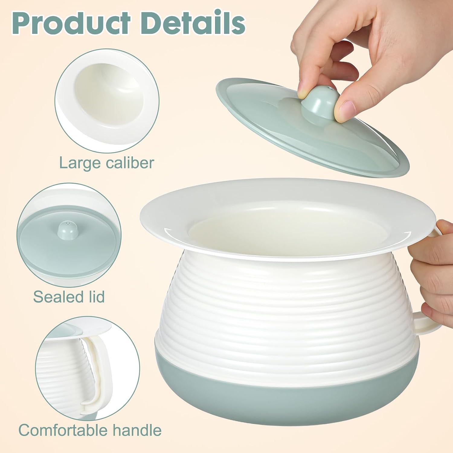 Homoyoyo Chamber Pot for Women and Kids with Lid - Portable Pee Pot and Urine Bucket with Handle - Ideal for Emergencies Camping Bedside Hospital or Night Use Urinal Potty Training (8x8x5 in)