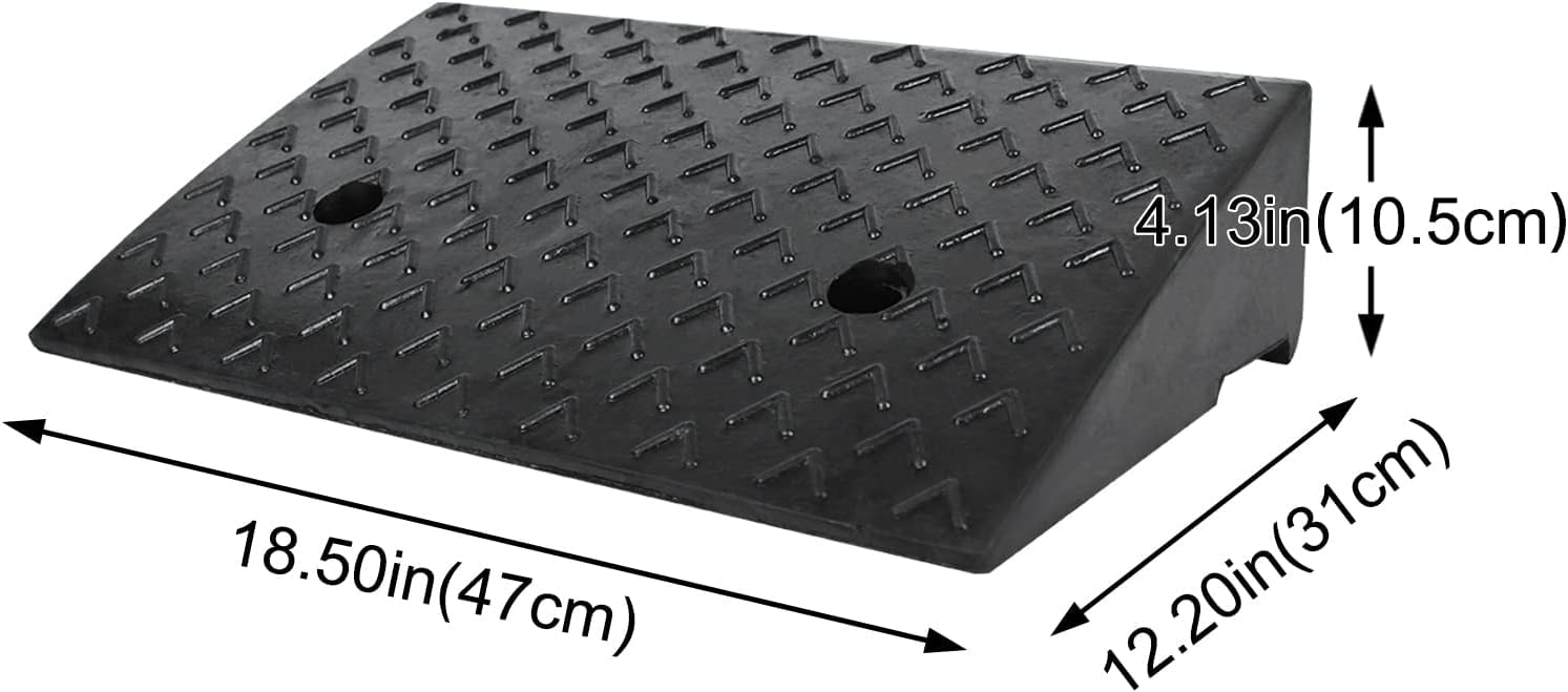 FIVMEN Set di 2 rampe di soglia in gomma portatili con superficie antiscivolo per sedia a rotelle, altezza 10 cm