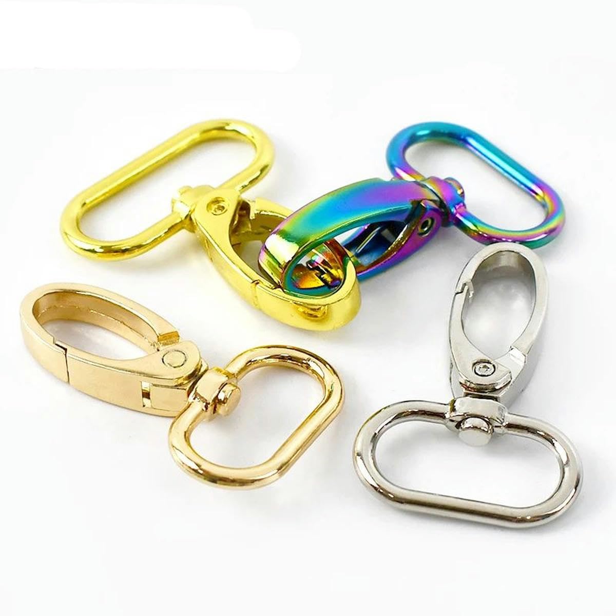 10/50 Stück Metallschnalle für Taschengurt, drehbarer Karabinerverschluss, Rucksack-Gurtband, Auslöseclip, Karabinerhaken, Handtaschenaufhänger, DIY-Zubehör, 16 mm, 50 Stück, GunBlack