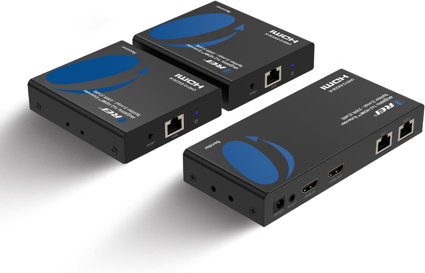 OREI HDMI 1×2 Splitter & Extender Over Ethernet – 4K@60Hz 4:4:4 HDCP 2.2 – Single CAT6/7 Cable up to 230 ft – EDID Management, IR Control, Loop-Out & Low Latency