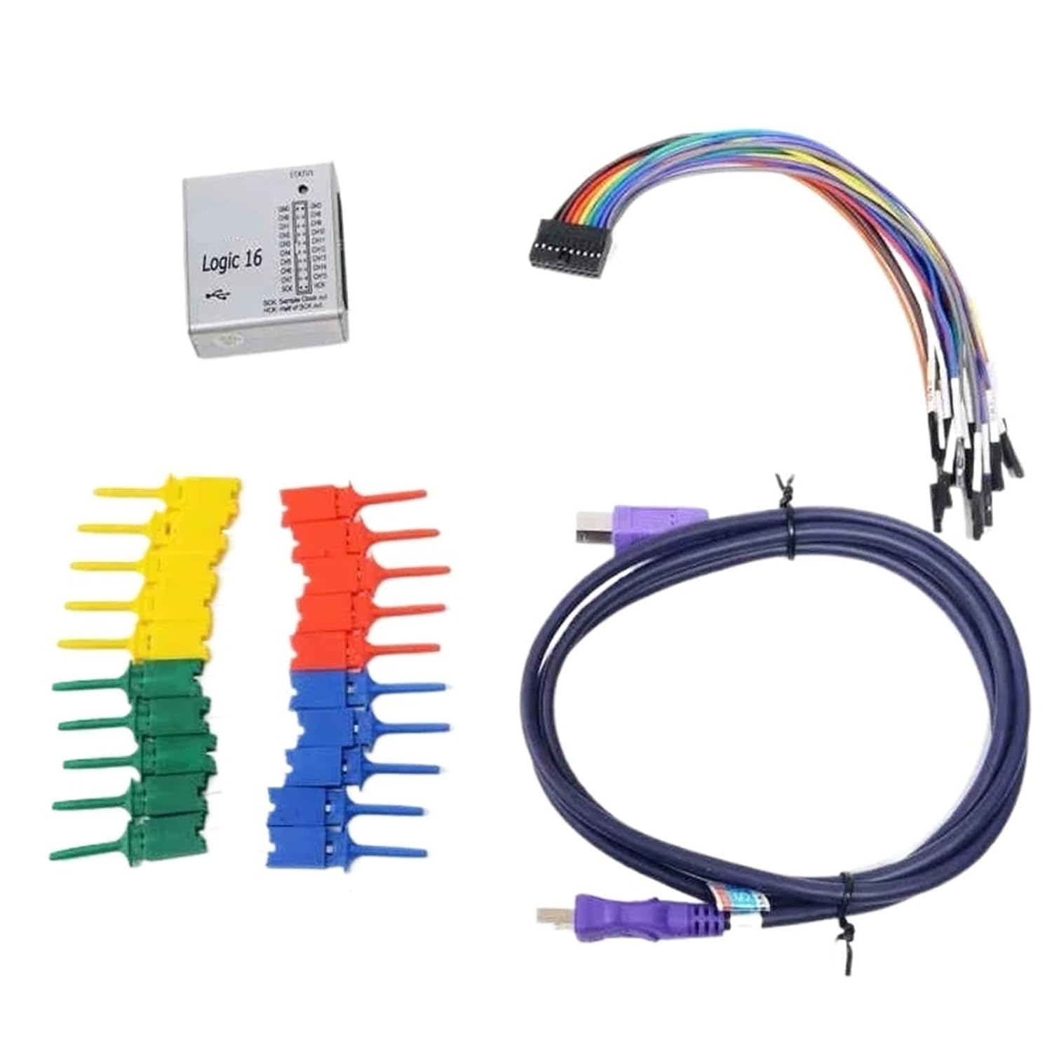 1pc USB Logic Analyzer Multi System Compatible Official Version Sampling Rate 100 MHz 16 Channel(Plastic Case)