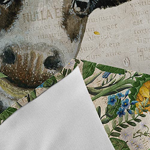 Warm Tour Farm Cow Spring Yellow Sunflower Vintage Newspaper Kitchen Table Cloth Waterproof Round Tablecloths,Watercolor Floral Spillproof Tablecover For Dining Room/Outdoor Parties/Bbq/Banquet #TOP6