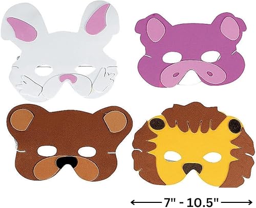 Miniatura 2 de Fun Express Máscaras de animales de espuma de tamaño infantil para fiesta (1 docena), accesorios de ropa, accesorios de disfraces, máscaras de