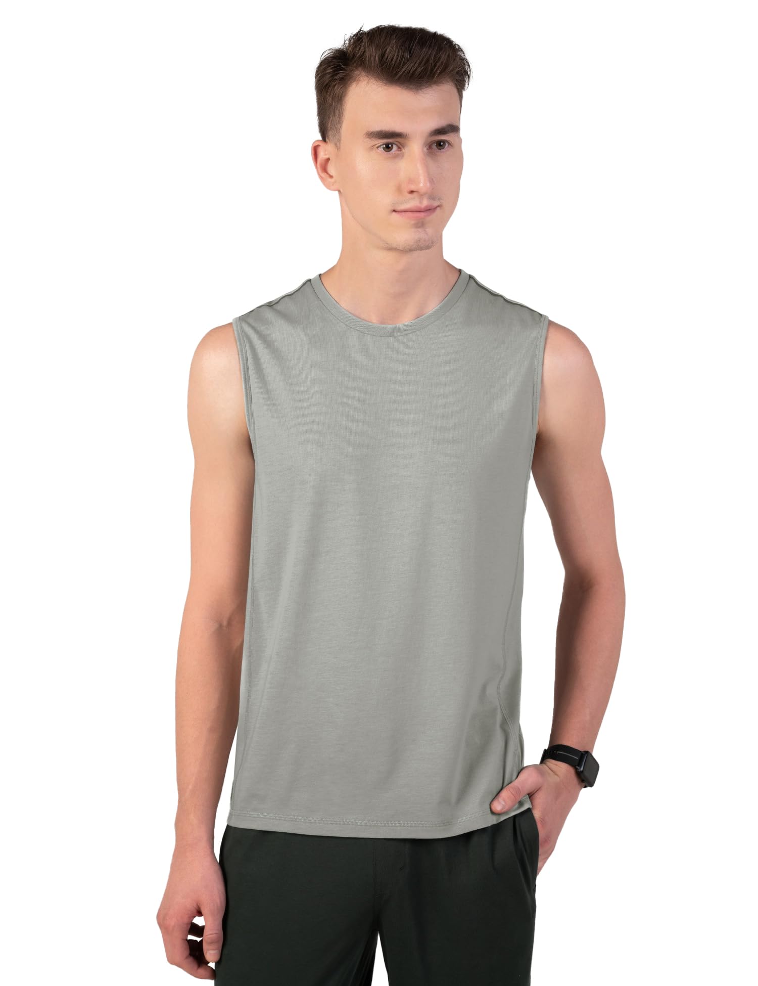 DAMENSCH Men's Cotton Blend Regular Fit Breeeze Gym Vests Workout, Ultra-Lightweight Gym Sando, Anti-Fade Cotton Blend Tank Top, Quick-Dry Sleeveless Vest