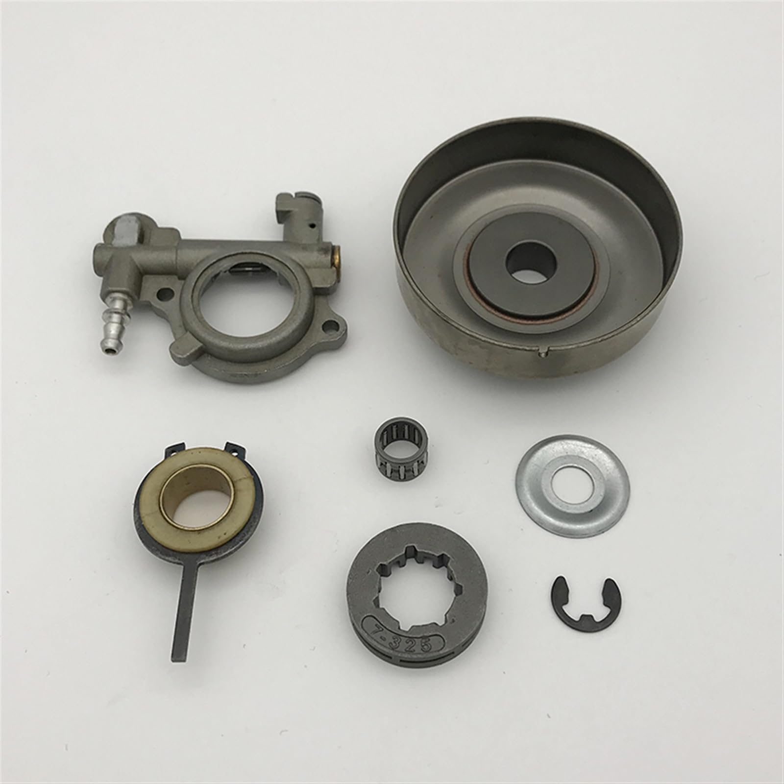 Wivplex Kit de piñón llanta bomba aceite for STIHL, 026 MS260 PRO MS 260, embrague tambor motosierra 325 paso, pieza repuesto pequeña 7 estrías y dientes Bomba de aceite para motosierra