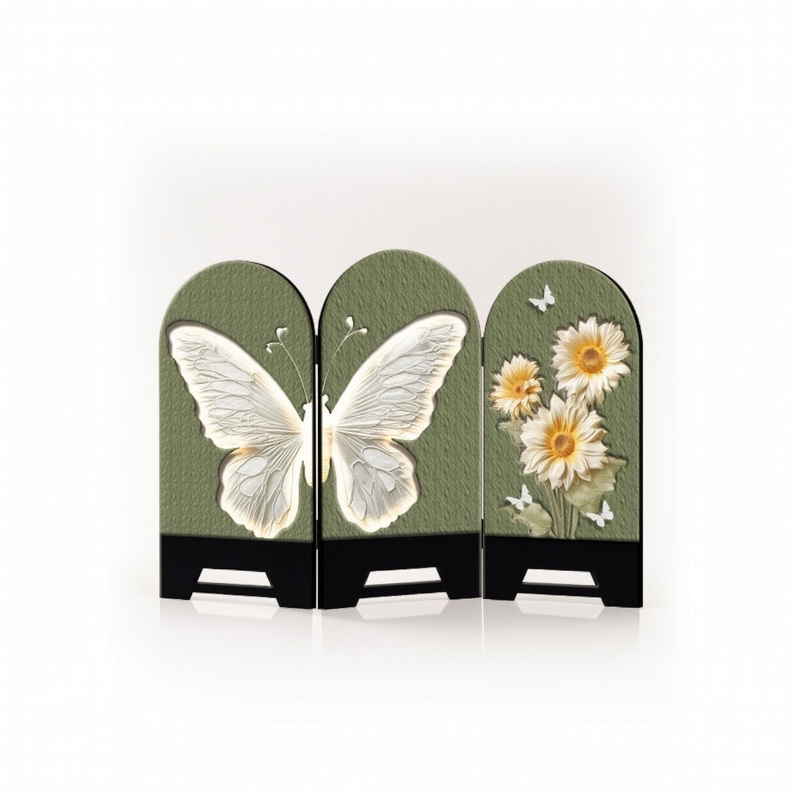 Tabletop Screen with Arched Tops Freestanding Decorative Screen with Floral Relief Compact for Console Table, Entryway, Dining Room Butterfly Dream-d-image-4