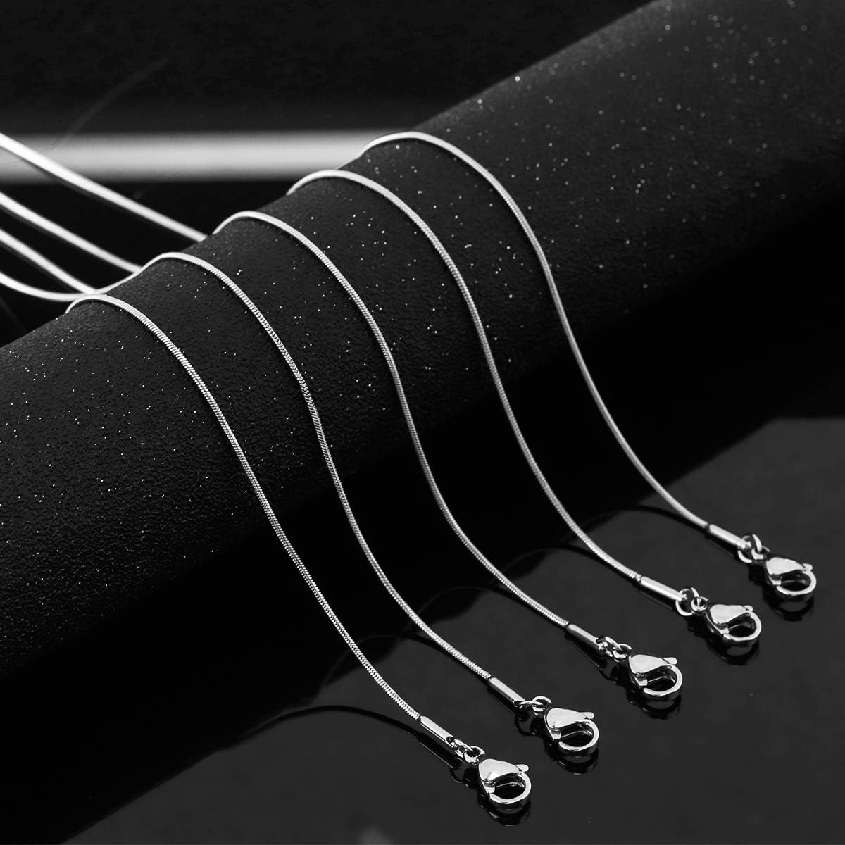 Forise 10 Pcs Silver Stainless Steel Snake Chains Necklace with Lobster Clasp for Jewelry Making,1mm - Image 5