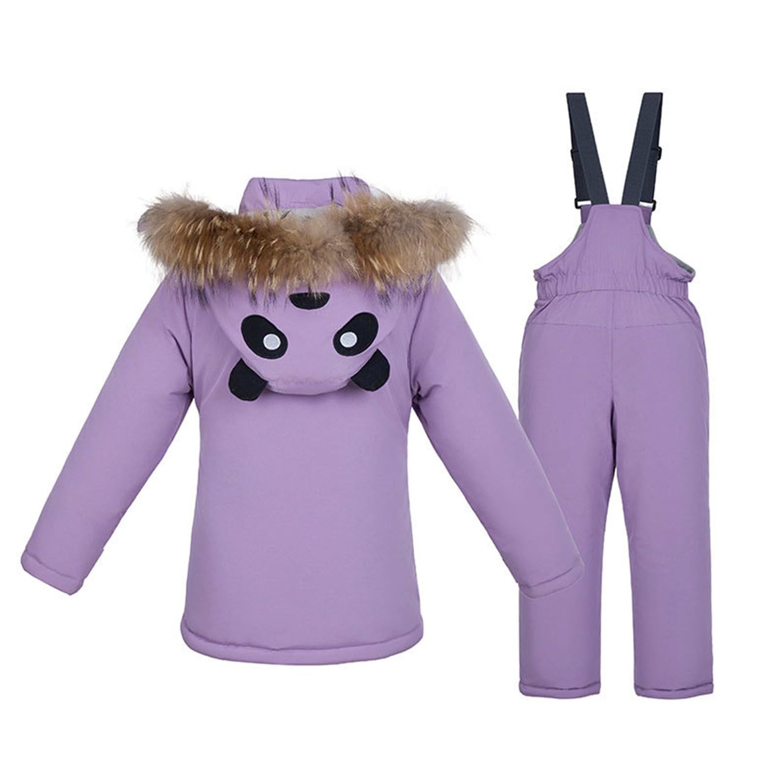 Trajes de esquí para niños y niñas, 2 piezas, chaqueta acolchada con capucha y rayas reflectantes + pantalones de nieve, conjunto de traje de invierno resistente al viento, cálido y térmico