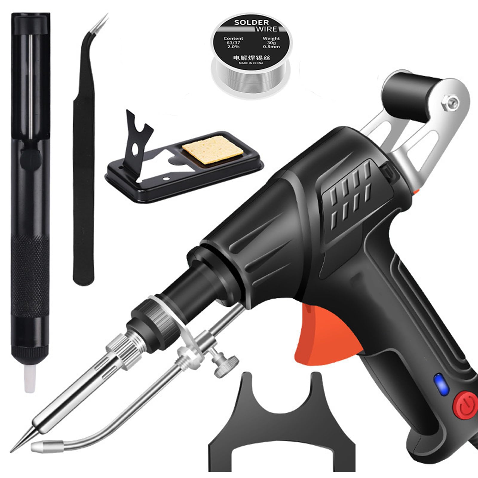 Kit de soldadura láser multifunción, herramientas de soldadura láser industrial con calentamiento interno, pistola de soldadura eléctrica con calentamiento interno (Black)