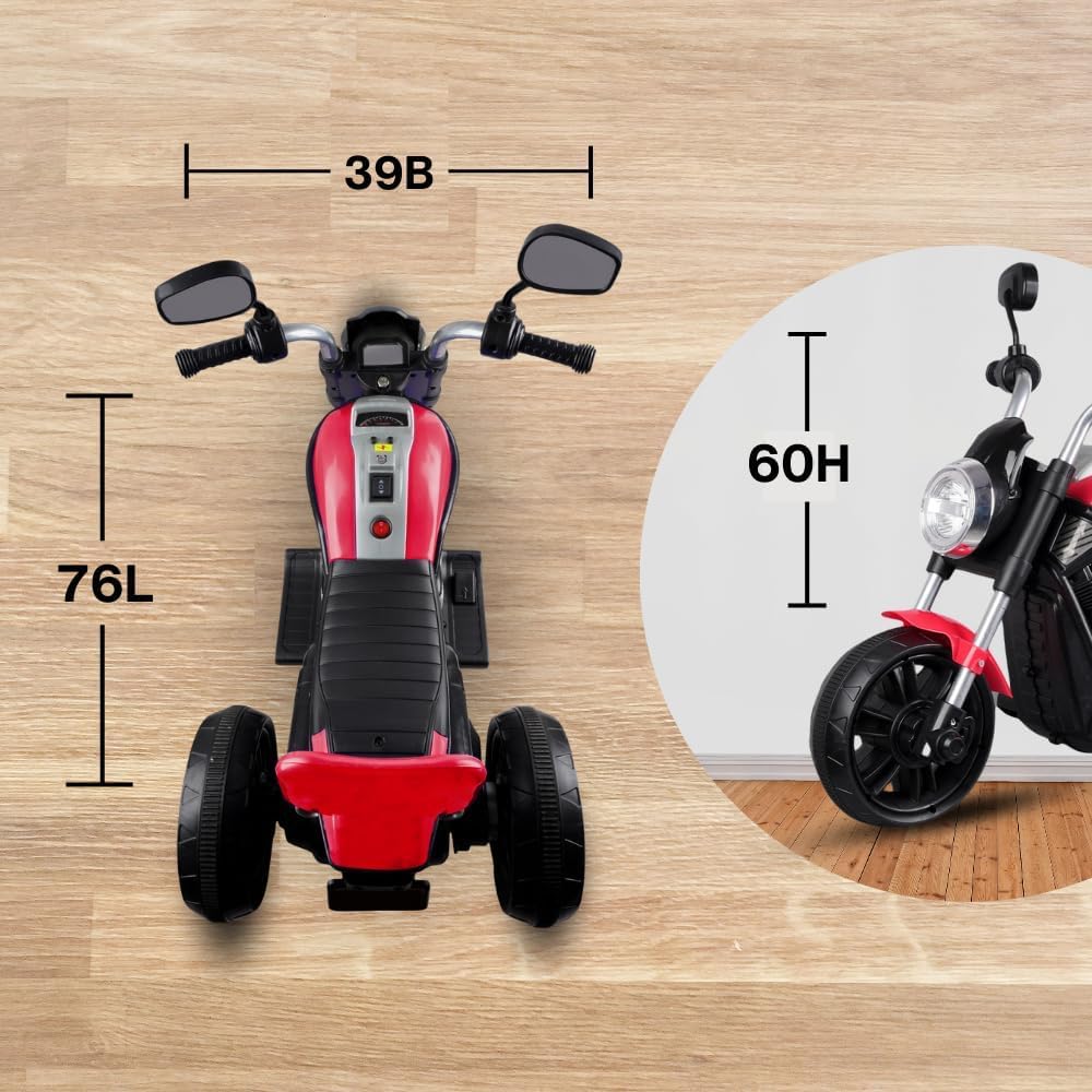 SHAKYA WORLD 3 Wheel Bike Rechargeable Battery Operated Ride-On Bike for Kids,1 to 4 Years with Foot Accelerator, Red 2
