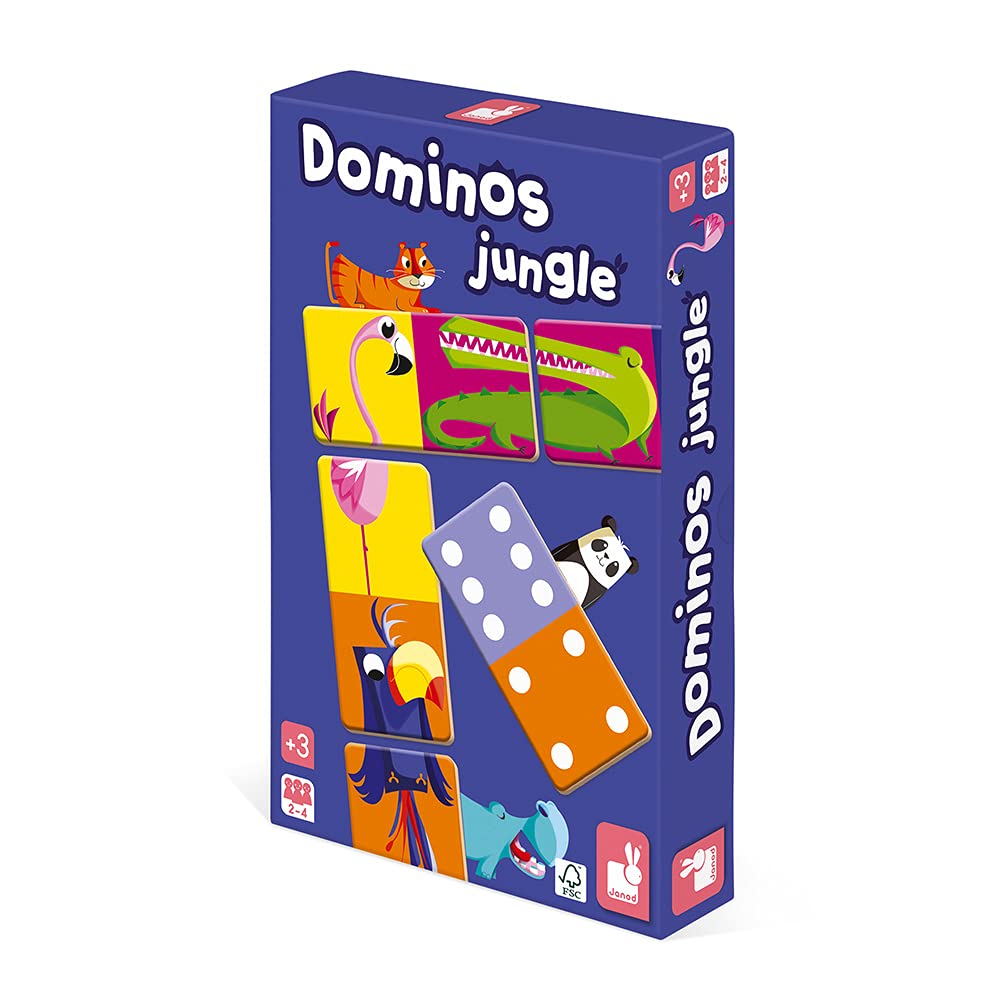Janod - Jungle Dominoes Game - Childrens Board Game - FSC - Ages 3 and up - J02771