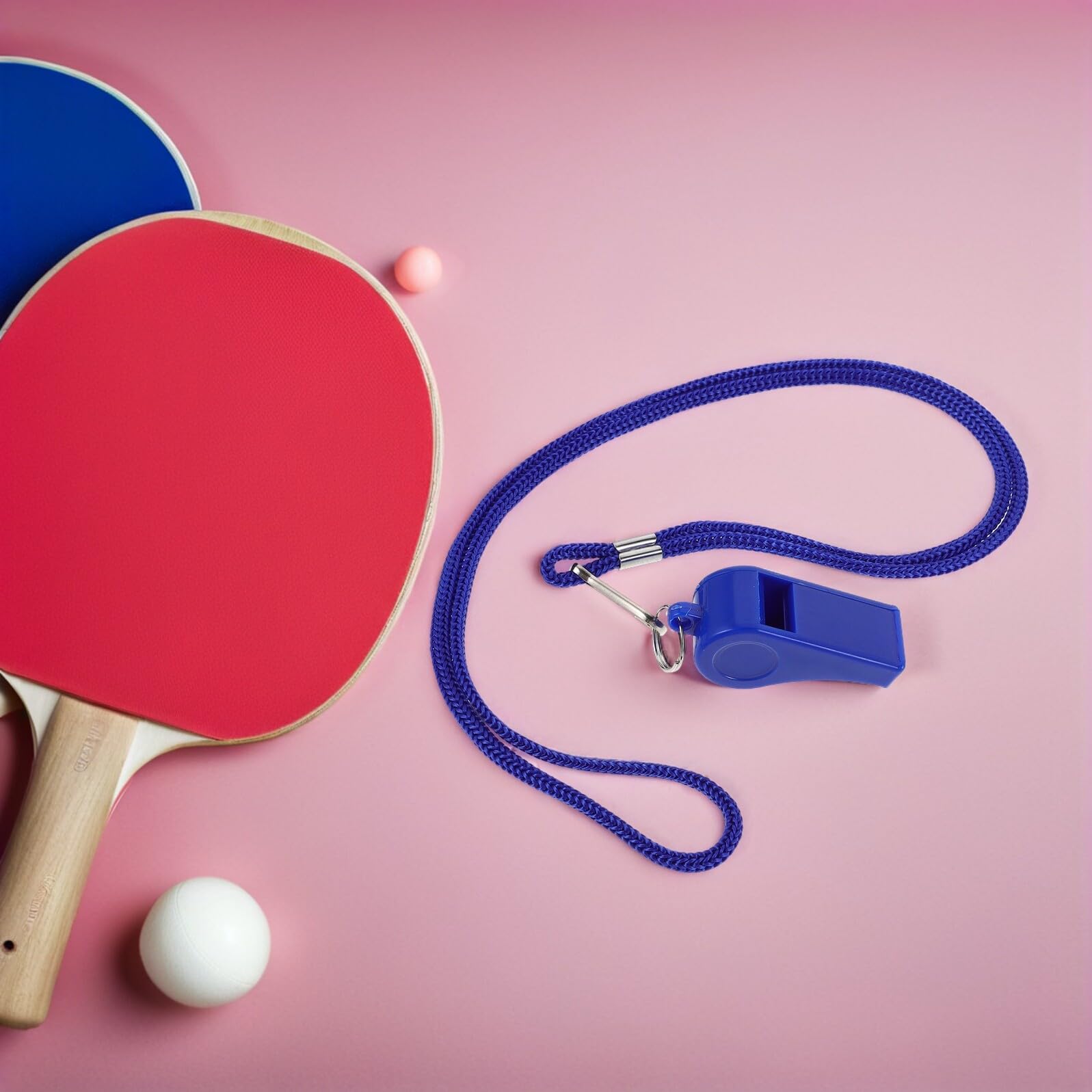 36 Piezas Silbatos Plásticos con Cordón Azul Silbato de Emergencia para Sonido Fuerte para Árbitros de Fútbol Deportes Campamento y Actividades