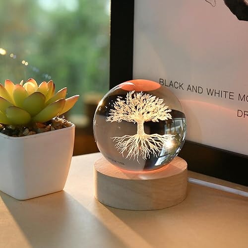 Miniatura 2 de Bola de cristal del árbol de la vida 3D de 2.362 in, decoración de árbol de la vida, esfera de la vida, bola decorativa de árbol de la vida, regalos