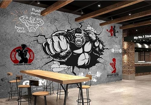 Custom Size Wall Murals，Gorilla Fitness Bodybuilding Gym，Removable Peel And Stick Self-Adhesive Wall Murals Large Photo Wallpaper #TOP2