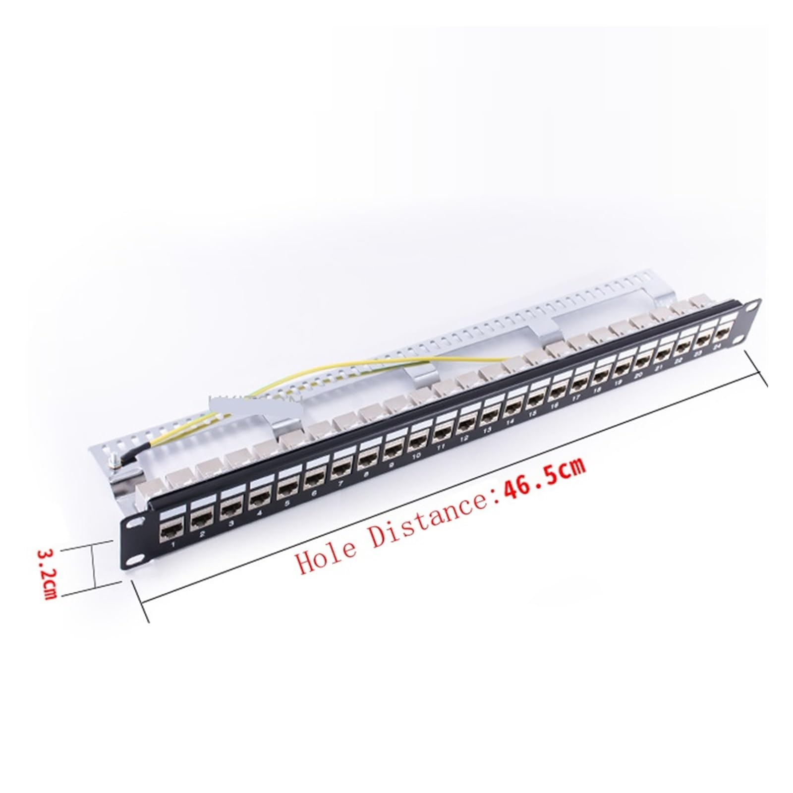 Panneau de brassage RJ45 femelle blindé 24 ports CAT6A, boîtier métallique, support de montage en rack réseau 19 pouces, 10G Pass-through CAT.6A UTP(ONLY Patch Panel)