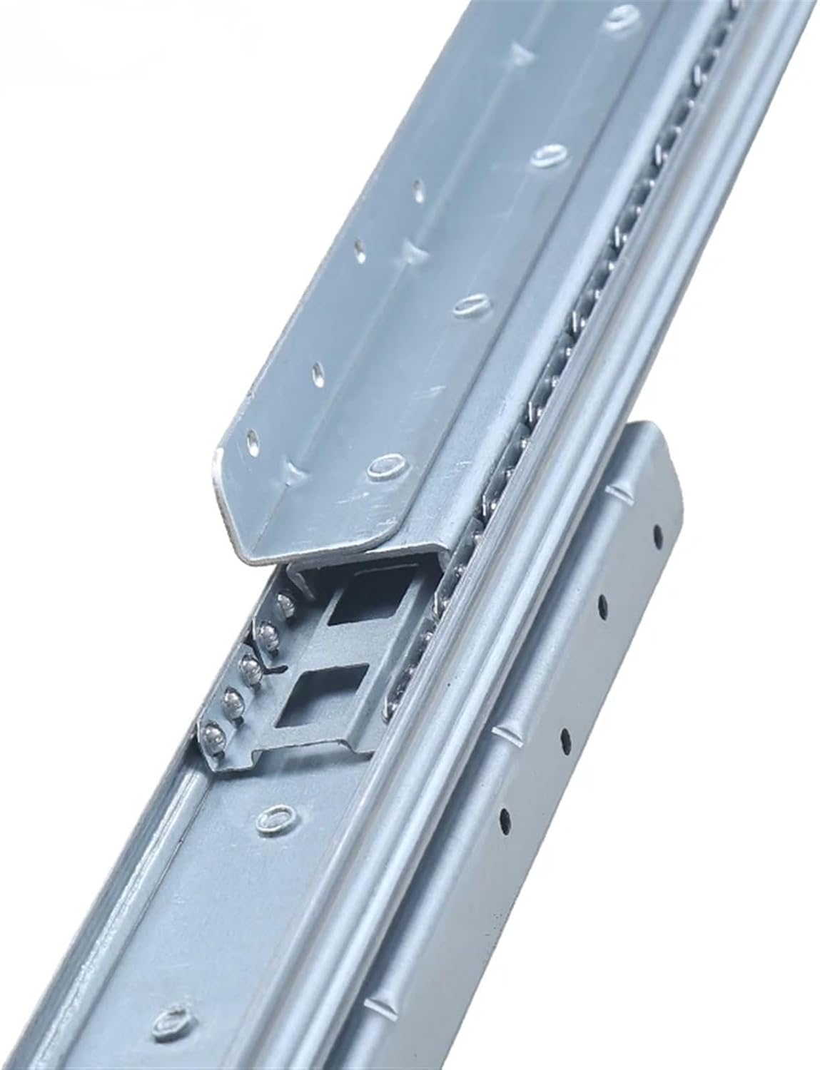 Three Section Staircase Base Cabinet Track Stair Bottom Slide Rail Heavy Duty Silde Rail for Shoe Cabinet Wine Cabinet Drawer(Silver600-1450mm)