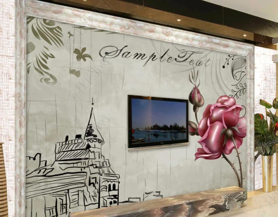 Papier peint intissé roses vintage haut de gamme pour grand mur