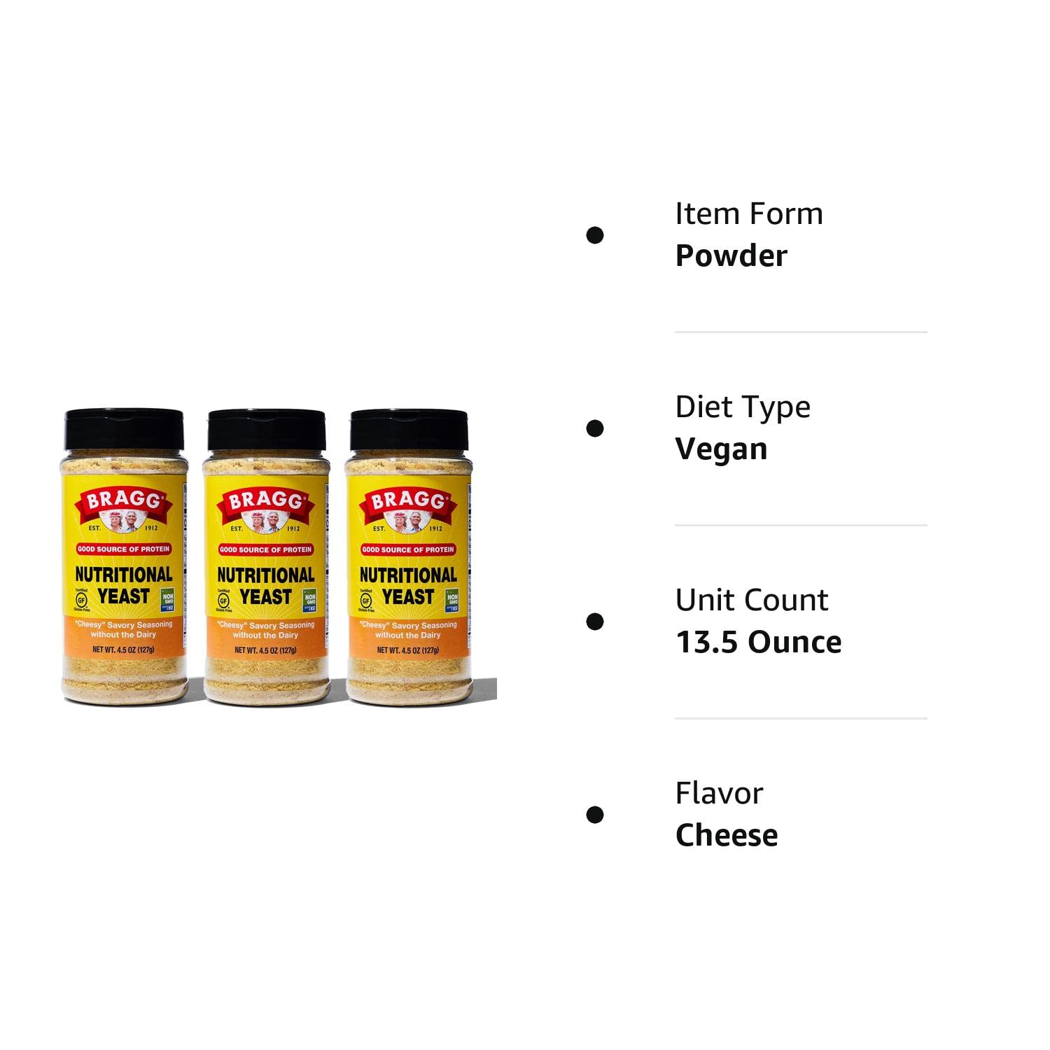 Buy Bragg Nutritional Yeast Seasoning Vegan, Gluten Free Cheese