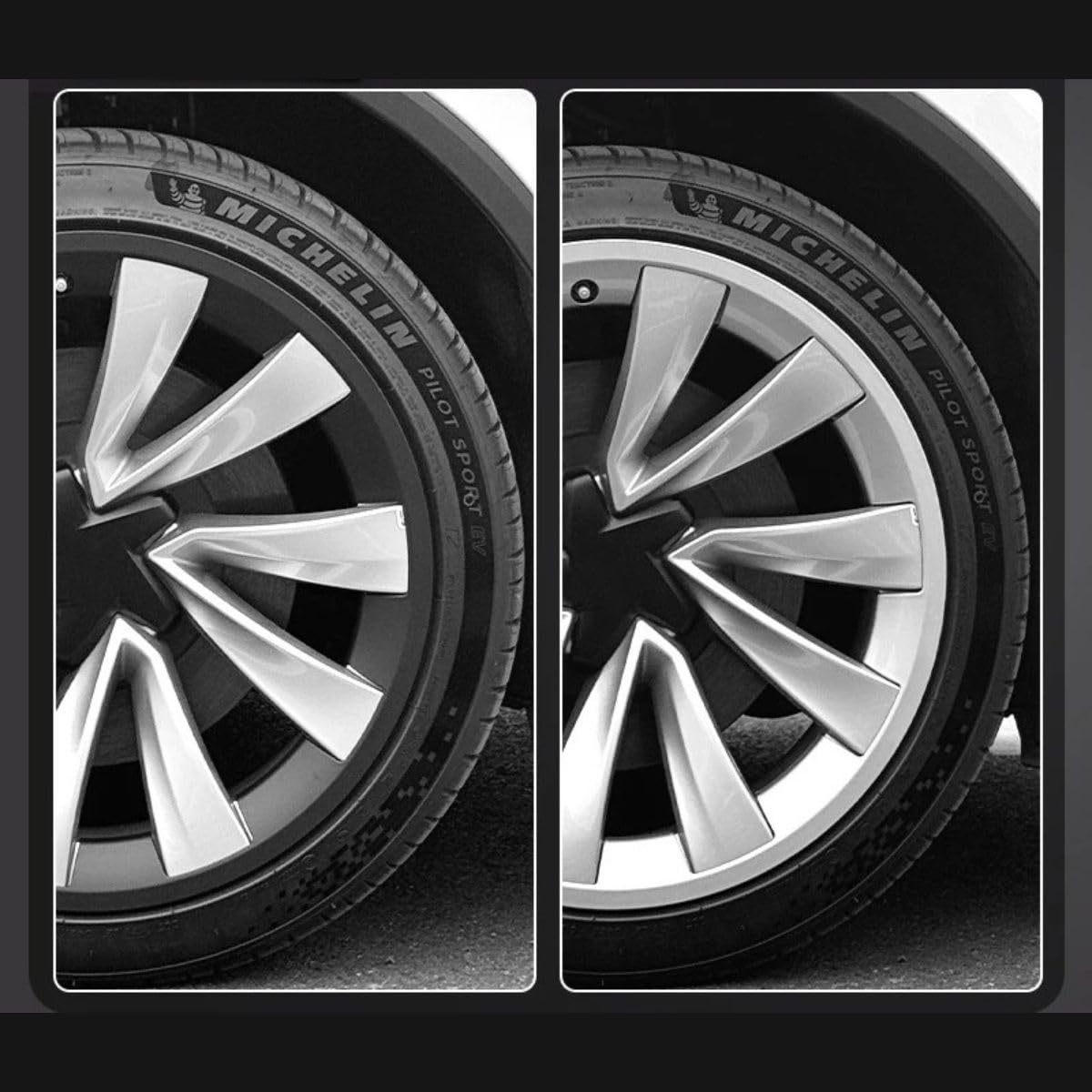 Protection de jante Tesla Model Y Juniper, 20 pouces, argent métallique, ensemble de 4 pièces pour jantes Helix