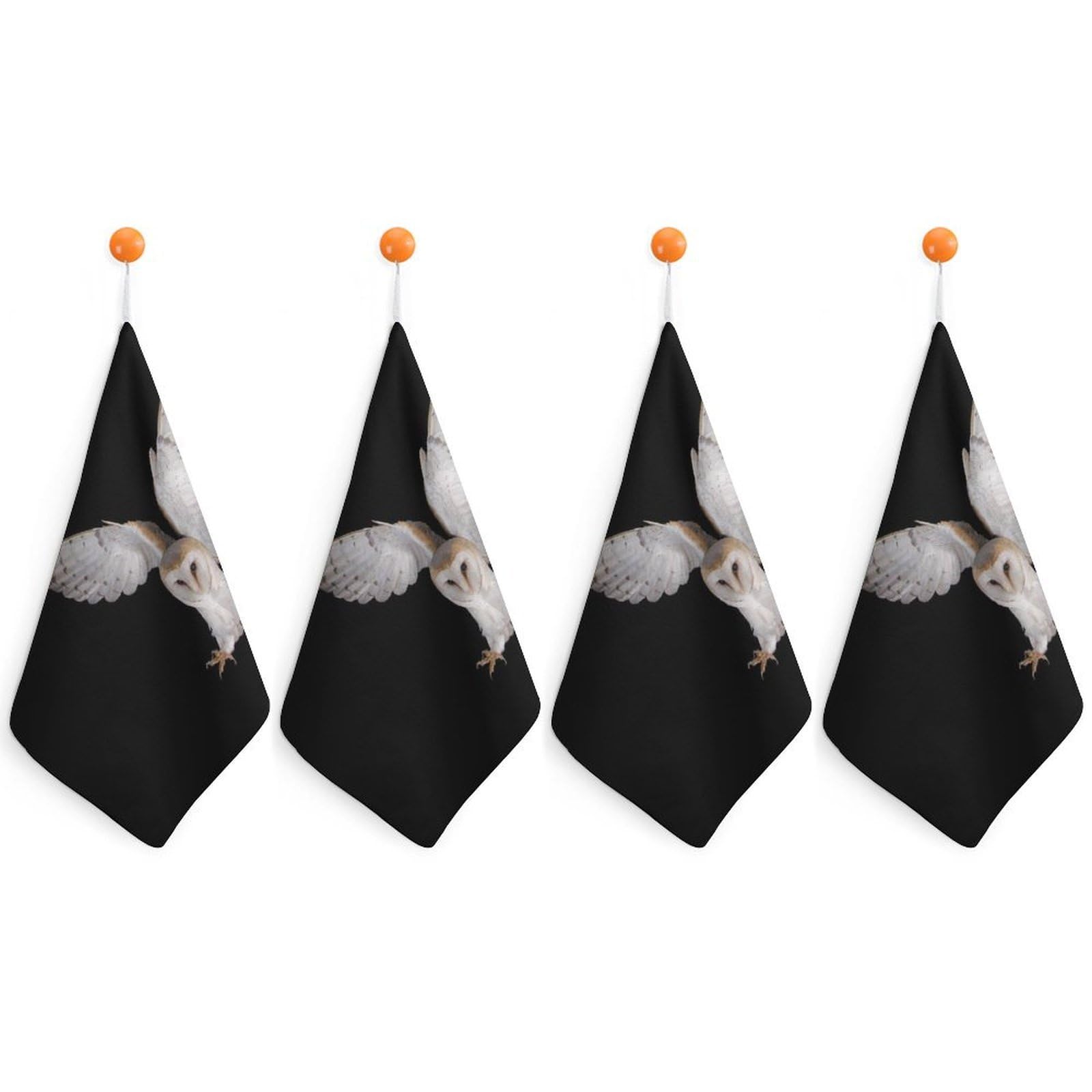 LEDFCVSU 4 Piece Hanging Hand Towels, Barn Owl Small Dry Hand Towel for Kitchen Bathroom