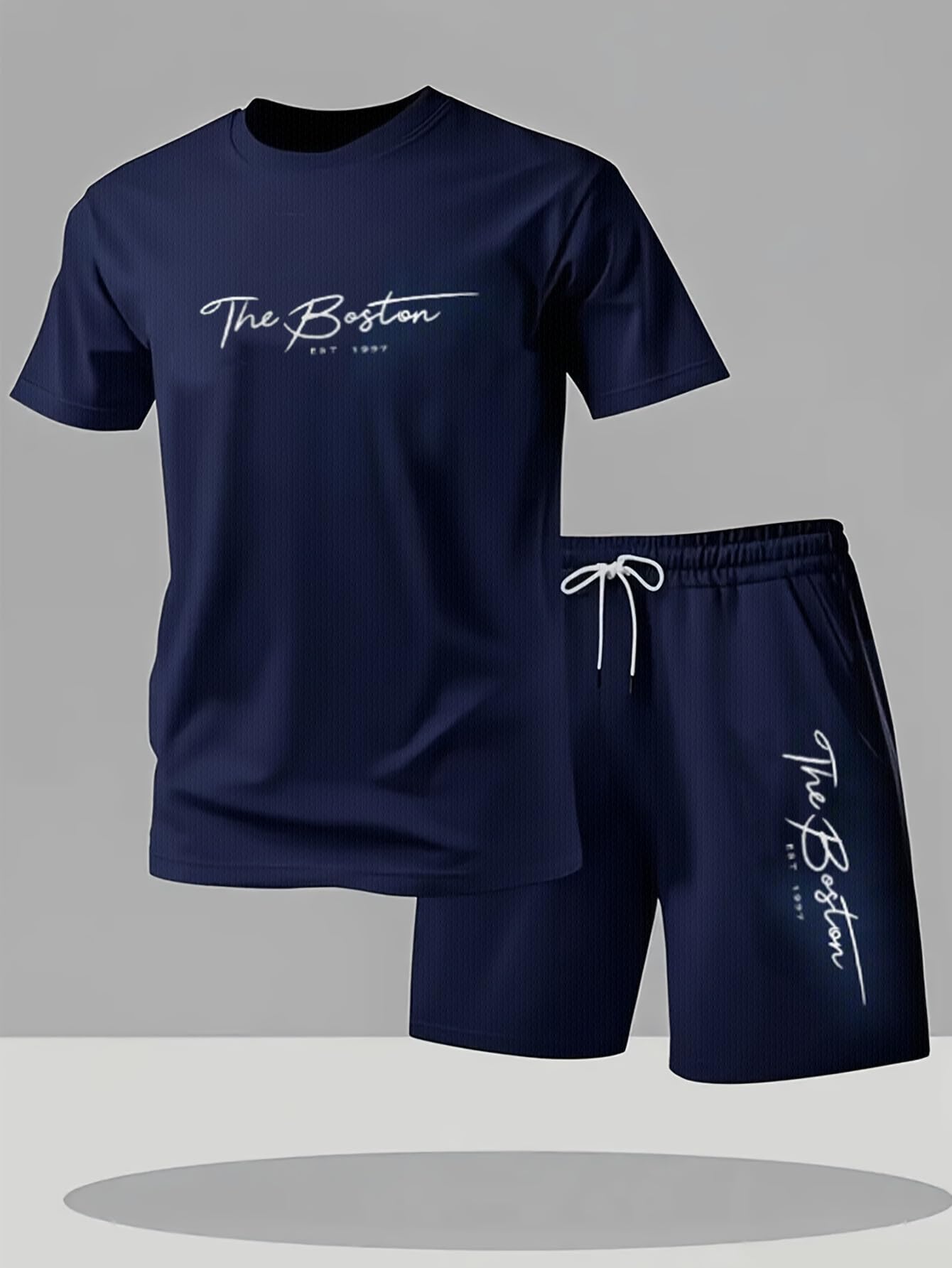 Chándal deportivo de verano para hombre, 2 piezas, camiseta y pantalones cortos, ropa deportiva informal para hombre, tela cómoda y transpirable — view 4