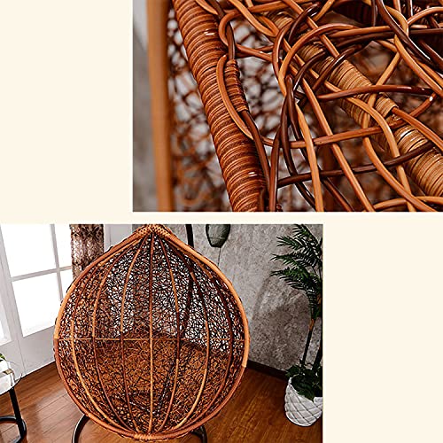 Image of Zenheaven Single Seater Swing Chair with Stand & Cushion Outdoor Indoor Balcony Garden Patio,Powder Coated Frame,UV Protected Wicker,Premium Cushion AD-08