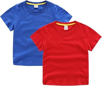 HAOLUKI Baby Toddler Solid Color Short Sleeve T-Shirts for Boys Girls Summer Basic Cotton Crewneck Tee Shirt Tops